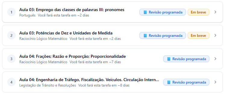 Revisão Espaçada na plataforma